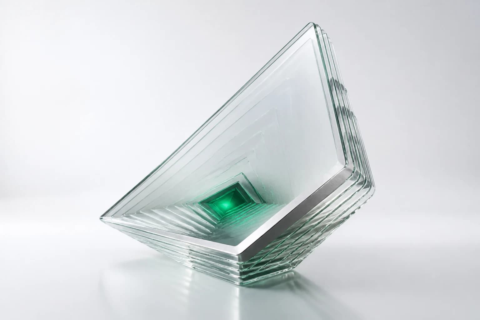 Layered glass decision prism with an emerald core